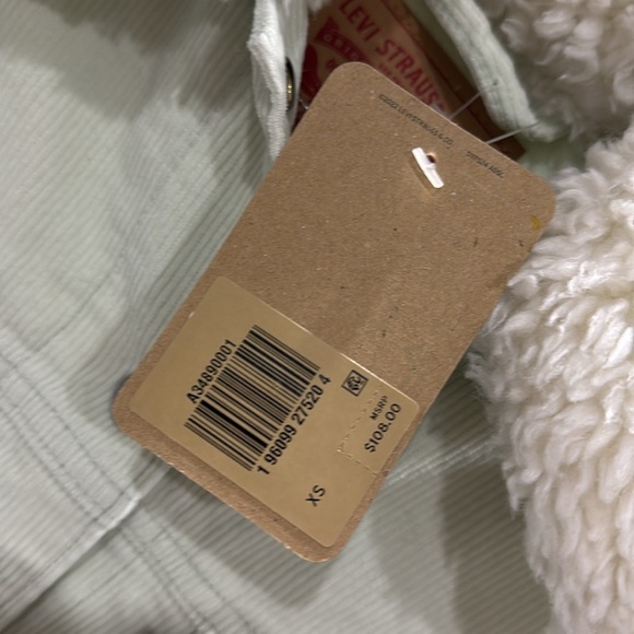 NWT Levi’s Corduroy Baby Cropped Trucker Jacket XSmall Pistachio Green Pockets - Picture 4 of 9